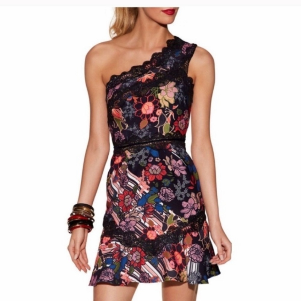 Foxiedox Retro flowers one shoulder party dress
